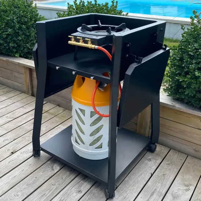 HOT WOK Comfort Bord H 93 - B 125 - L 58 cm - Pulverlakeret stål - Sort