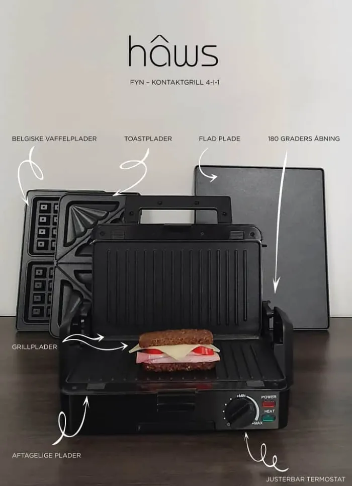 Hâws CG1200 Kontaktgrill 4-i-1 1200 Watt - Non-stick-belægning