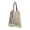 Imerco Home Taske m. frynser H 40 x B 37 cm - Polyester - Beige