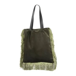 Imerco Home Taske m. frynser H 40 x B 37 cm - Polyester - Army