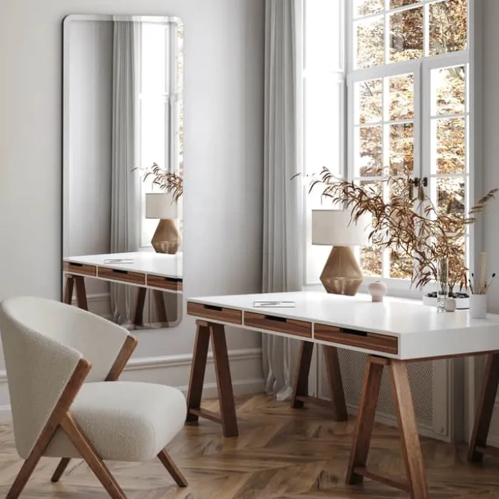 Incado Sleek Spejl H 130 x B 50 cm - Spejlglas/MDF - Sølvfarvet