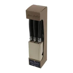 Jean Dubost Kniv - 6 stk. L 26 cm - 6 Knive + Knivblok - Rustfrit stål - Sort