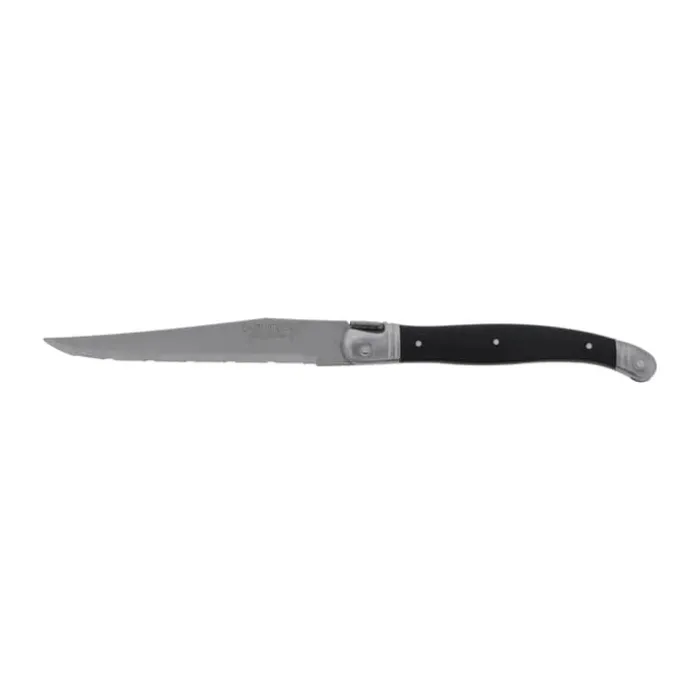 Jean Dubost Kniv - 6 stk. L 26 cm - 6 Knive + Knivblok - Rustfrit stål - Sort