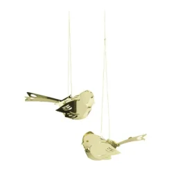 Jette Frölich Design Design Juleophæng Miniature Fugle – 2 stk. H 2,5 x B 6 cm – Guld