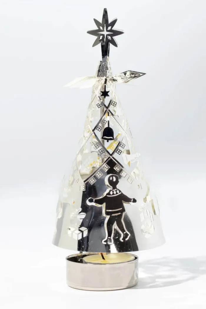Jette Frölich Design Fyrfadsstage - Juletræ H 18 cm - Metal - Sølvfarvet