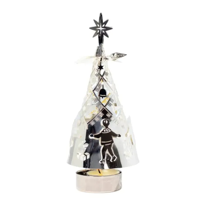 Jette Frölich Design Fyrfadsstage - Juletræ H 18 cm - Metal - Sølvfarvet