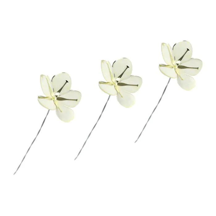 Jette Frölich Design Papirblomster - 3 stk. H 3 cm - Papir/metal - Hvid/guldfarvet