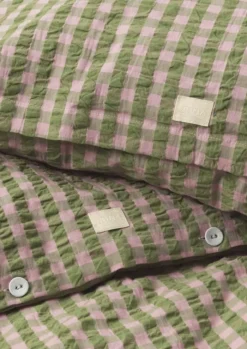 Juna Bæk&Bølge Sengetøj B 140 x L 200 cm - Økologisk bomuld - Grøn/soft pink