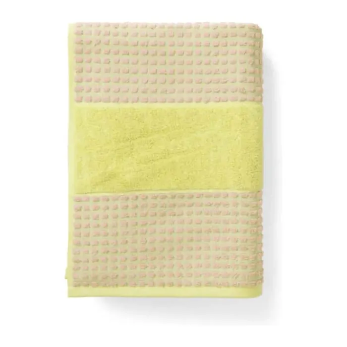 Juna Check Håndklæde B 50 x L 100 cm - Bomuld - Gul/pink