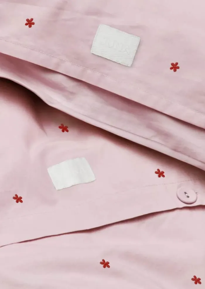 Juna Daisy Sengetøj B 200 x L 220 cm - Økologisk bomuld - Pink/rød