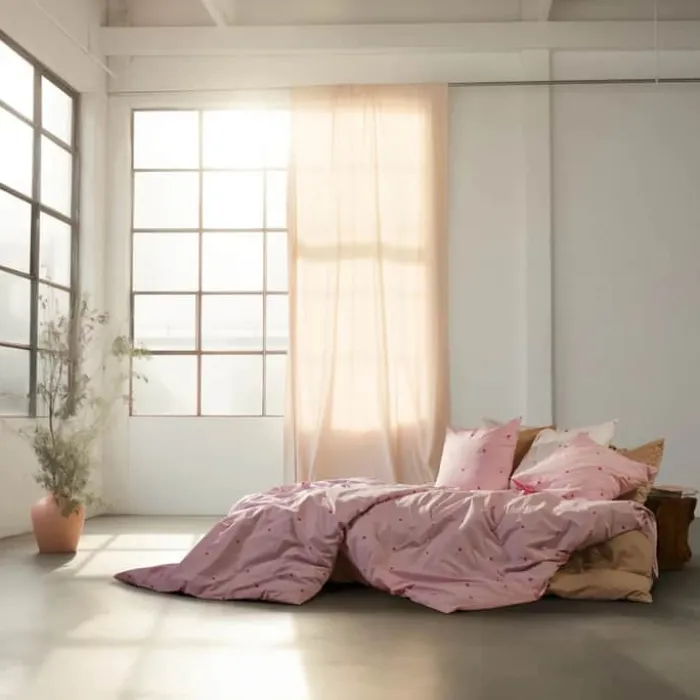 Juna Daisy Sengetøj B 200 x L 220 cm - Økologisk bomuld - Pink/rød