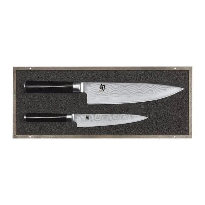 Kai Shun Classic Knivsæt - 2 dele L 34,1/26,6 cm - Pakkatræ/damaskusståll - Sort