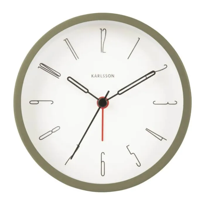 Karlsson Belle Numbers Vækkeur Ø 11 cm - Metal - Mosgrøn