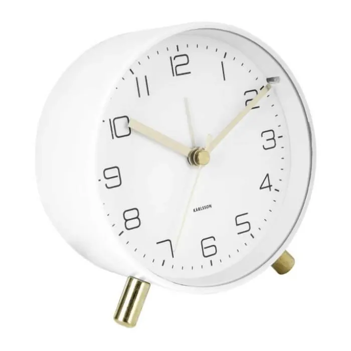 Karlsson Lofty Vækkeur Ø 11 cm - Metal/glas - Hvid