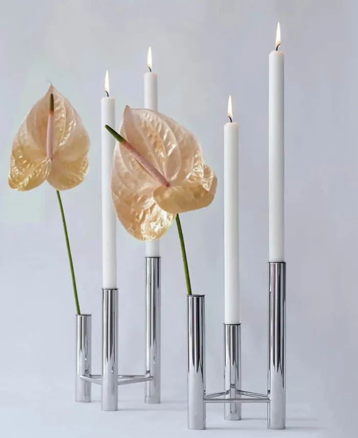 Kay Bojesen ApS VISTA Vase og lysestage H 24 cm - Blank stål