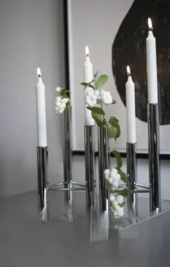 Kay Bojesen ApS VISTA Vase og lysestage H 24 cm - Blank stål