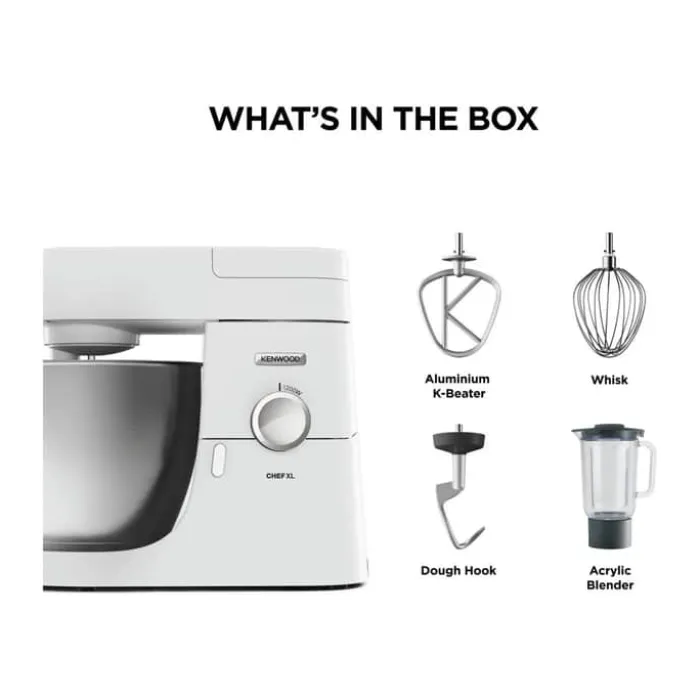 Kenwood Chef XL Køkkenmaskine 6,7 liter - 1200 Watt - Inkl. tilbehør - Hvid