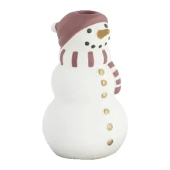 Kähler Christmas Snemand H 10 cm - Benporcelæn - Hvid/Sort/Rød