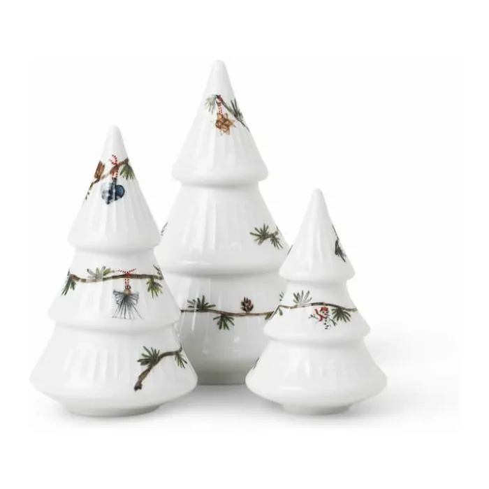 Kähler Hammershøi Jul Juletræ - 3 stk. H 10/13/16 cm - Porcelæn - Hvid