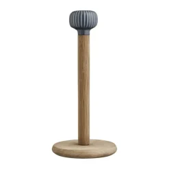 Kähler Hammershøi Køkkenrulleholder H 31,5 cm - Olieret egetræ/porcelæn - Antracitgrå