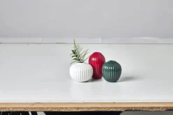 Kähler Hammershøi Minivasesæt - 3 stk. H 8,2/6,4/5,8 cm - Stentøj - Rød/hvid/grøn