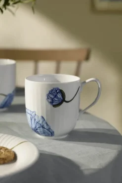 Kähler Hammershøi Poppy Krus 33 cl - Porcelæn - Hvid/blå