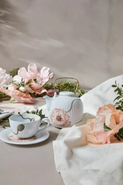 Kähler Hammershøi Poppy Tekande 1,2 liter - Porcelæn - Hvid m. deko