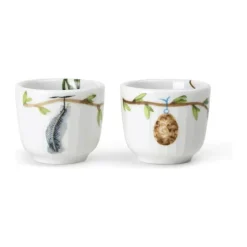Kähler Hammershøi Spring Æggebæger - 2 stk. Ø 5 cm - Porcelæn - Hvid