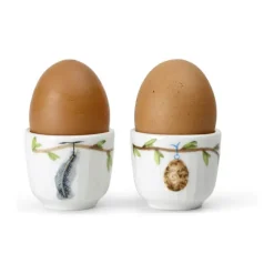 Kähler Hammershøi Spring Æggebæger - 2 stk. Ø 5 cm - Porcelæn - Hvid