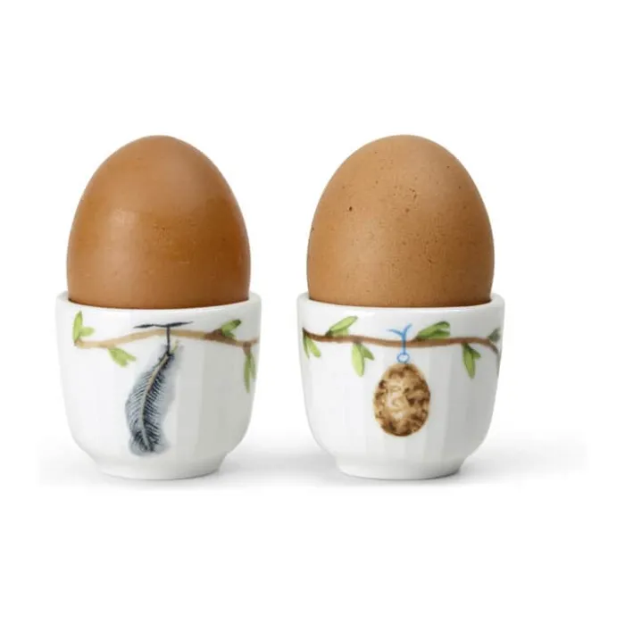Kähler Hammershøi Spring Æggebæger - 2 stk. Ø 5 cm - Porcelæn - Hvid