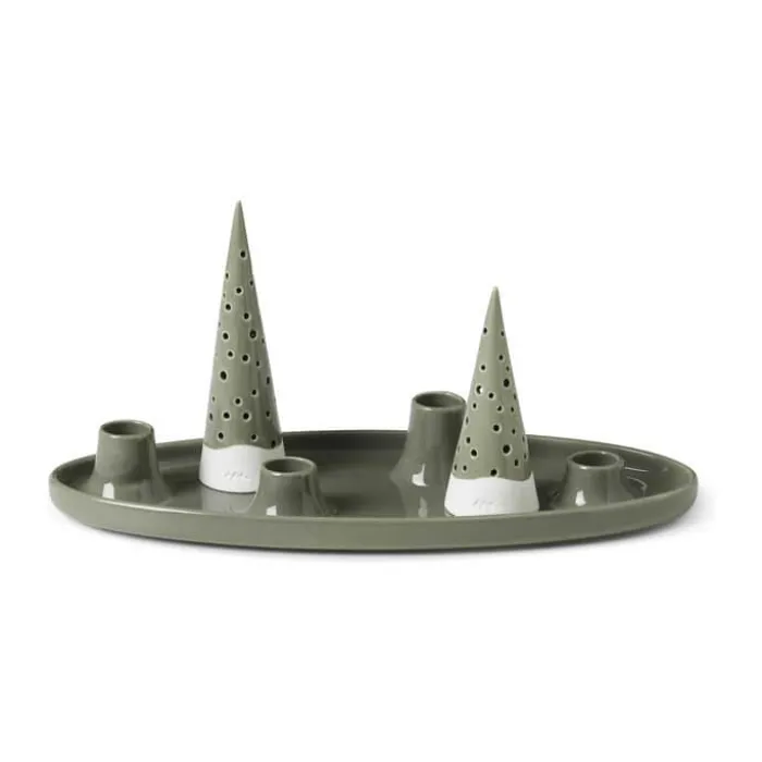Kähler Nobili Adventsstage B 33 x L 13 cm - Benporcelæn - Olivengrøn