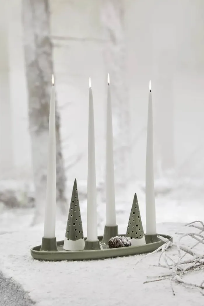 Kähler Nobili Adventsstage B 33 x L 13 cm - Benporcelæn - Olivengrøn