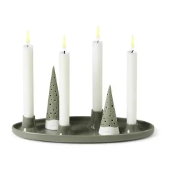 Kähler Nobili Adventsstage B 33 x L 13 cm - Benporcelæn - Olivengrøn