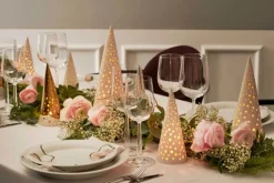 Kähler Nobili Fyrfadsstage - Juletræ H 30 cm - Benporcelæn - Guld
