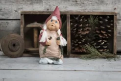 Klarborg Nisse - Trine H 19 cm - Keramik - Rød/ Grå
