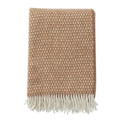 Klippan Knut Plaid B 130 x L 200 cm - 100 % Økologisk lammeuld - Nougat