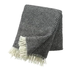 Klippan Knut Plaid B 130 x L 200 cm - 100 % Lammeuld - Grå