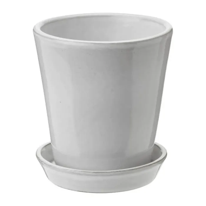 Knabstrup Keramik Dyrkningspotte H 11 cm - Terracotta - Hvid
