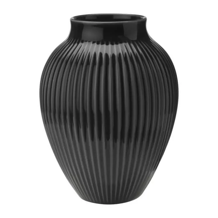 Knabstrup Keramik Riller Vase H 20 cm - Fajance - Sort