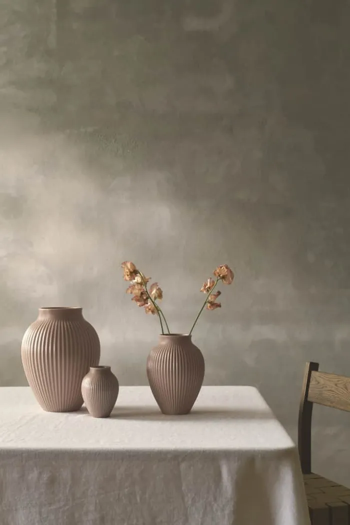 Knabstrup Keramik Riller Vase H 20 cm - Keramik - Dusty Rose