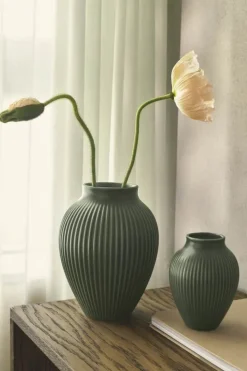 Knabstrup Keramik Riller Vase H 20 cm - Keramik - Celadon Green