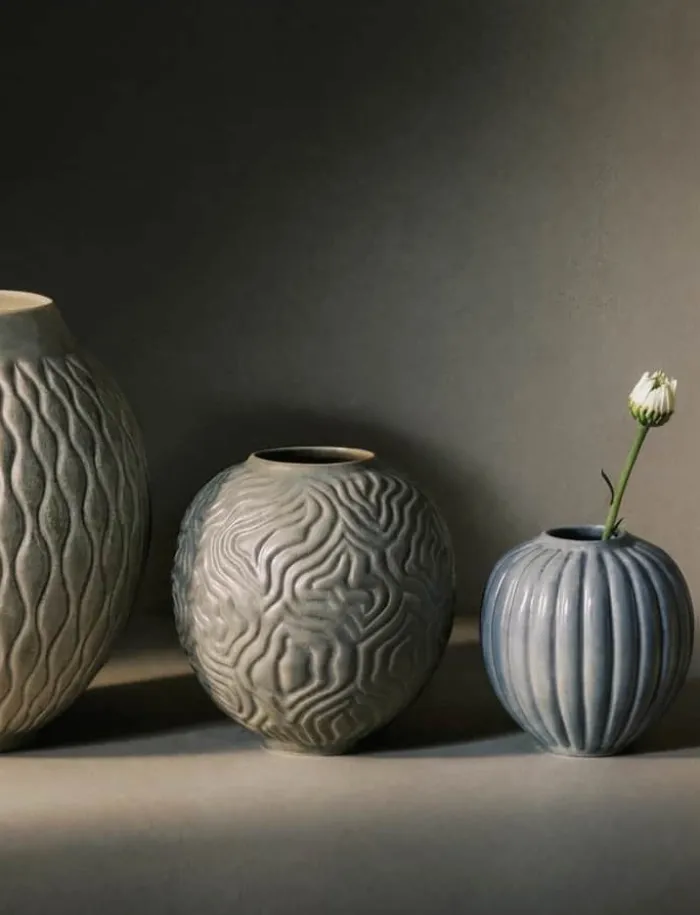 Knabstrup Keramik Solum Vase H 24 cm - Stentøj - Ash