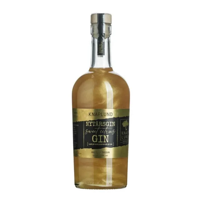 Knaplund Nytårsgin - Sweet Citrus med guldglimmer 500 ml - 37,5% - Med smag af citrusfrugter og balanceret sødme