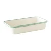 Kockums Jernverk Ovenfast fad B 13,5 x L 23 cm - Emaljeret stål - Cream Lux/Green
