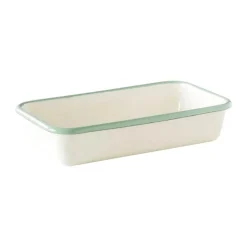 Kockums Jernverk Ovenfast fad B 13,5 x L 23 cm - Emaljeret stål - Cream Lux/Green