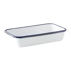 Kockums Jernverk Ovenfast fad B 13,5 x L 23 cm - Emaljeret stål - White/Marine