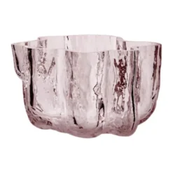 Kosta Boda Crackle Lysestage H 5,8 x 9,7 cm - Krystalglas - Pink