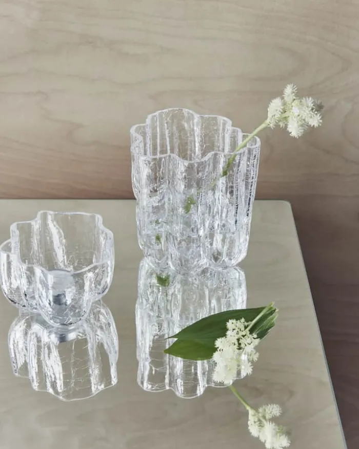 Kosta Boda Crackle Lysestage H 5,8 x 9,7 cm - Krystalglas - Clear