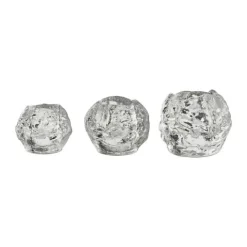 Kosta Boda Snebold Lysestage - 3 stk. H 6 cm - Krystalglas - Klar
