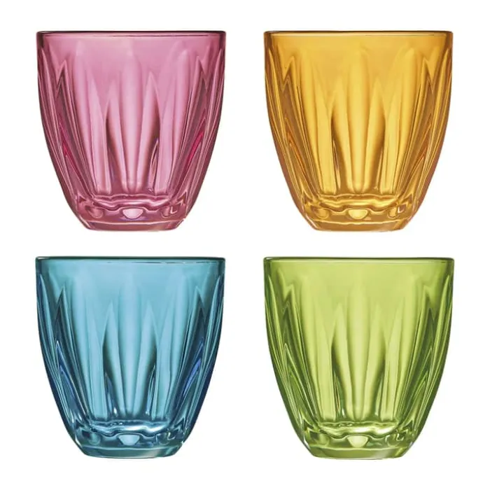 La Rochère Lily Vandglas - 4 stk. 26 cl - Glas - Grøn/mandarin/Lyserød/blå
